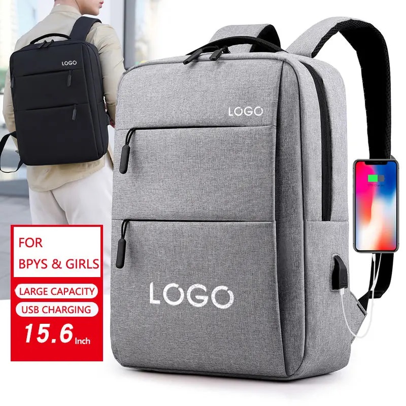 Computer Backpack Custom Printed Logo Breathable Wear-Resistant Business School Travel Bag Waterproof USB