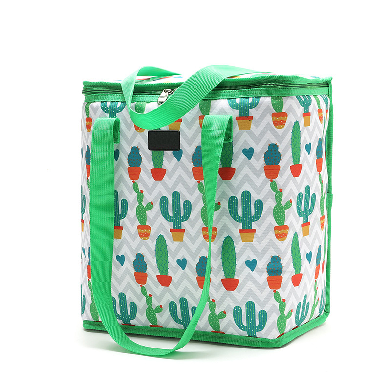 Custom RPET Non Woven Large Capacity Thermal Cooler Bags Custom Logo Insulated Freezable Travel Picnic Tote oxford Zipper Cooler Bag